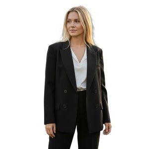 Double-Breasted Black Women's Blazer Jacket